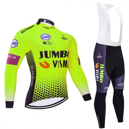 Set Langarmtrikot + Trägerhose Lange 2019 Team Jumbo-Visma N002